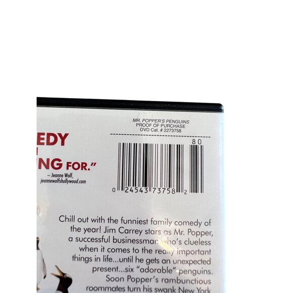 Mr. Poppers Penguins DVD 2011 Comedy Movie Jim Carrey Pre-Owned - Picture 3 of 5